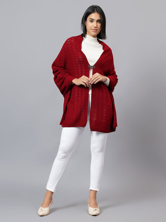 Women's Casual Red Jacquard Stole
