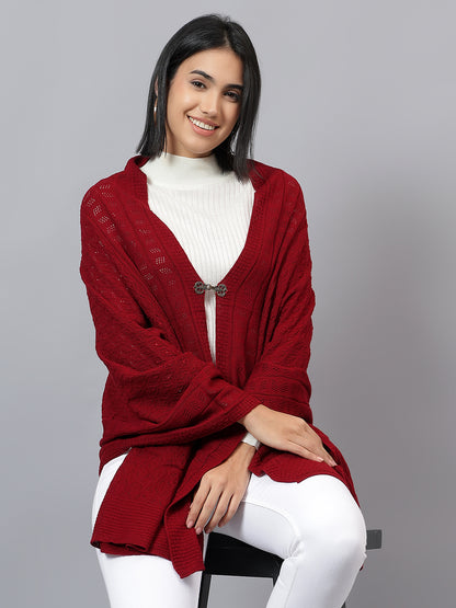 Women's Casual Red Jacquard Stole