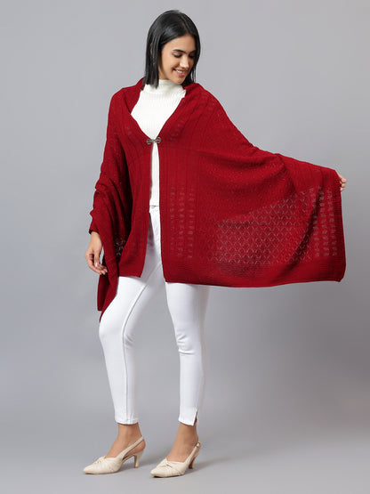 Women's Casual Red Jacquard Stole