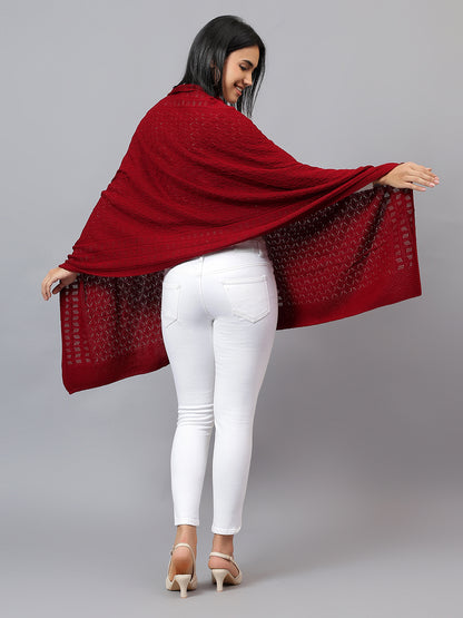 Women's Casual Red Jacquard Stole