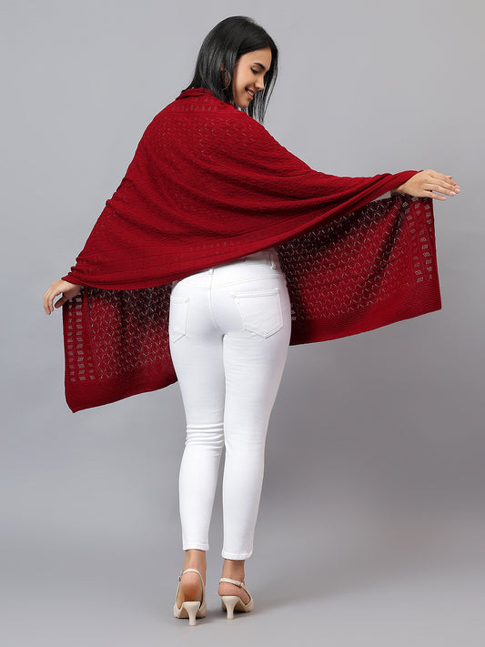 Women's Casual Red Jacquard Stole