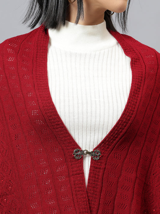 Women's Casual Red Jacquard Stole
