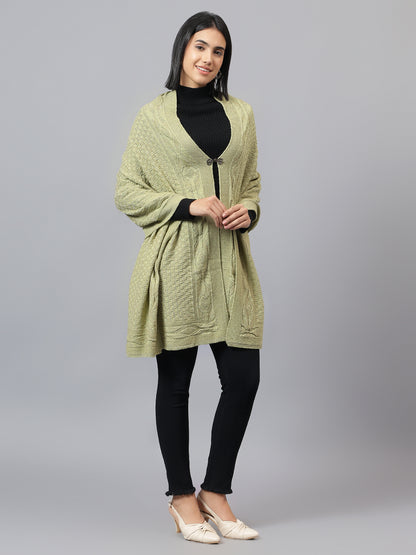 Women's Casual Pista Green Jacquard Stole