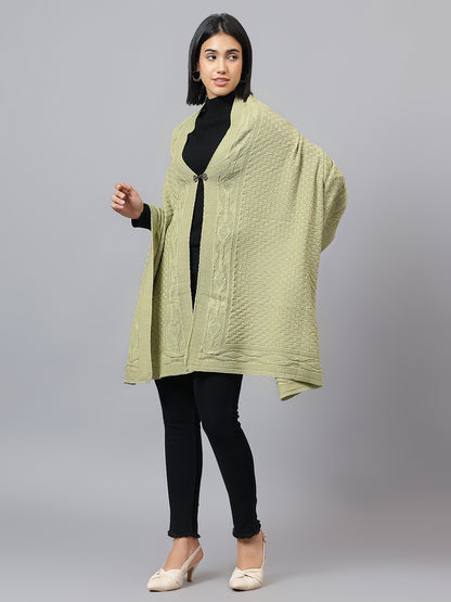 Women's Casual Pista Green Jacquard Stole