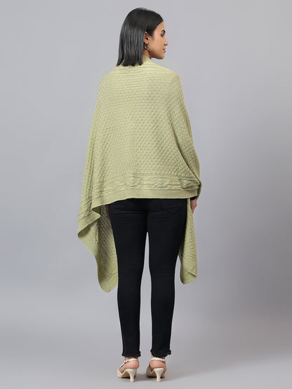 Women's Casual Pista Green Jacquard Stole