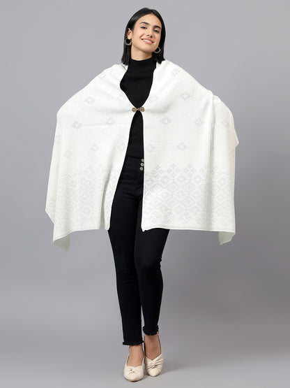 Women's Casual Off White Jacquard Stole