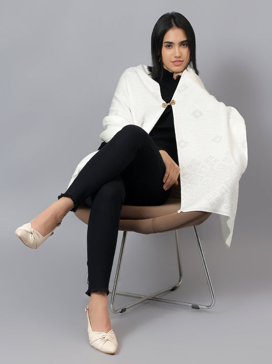 Women's Casual Off White Jacquard Stole