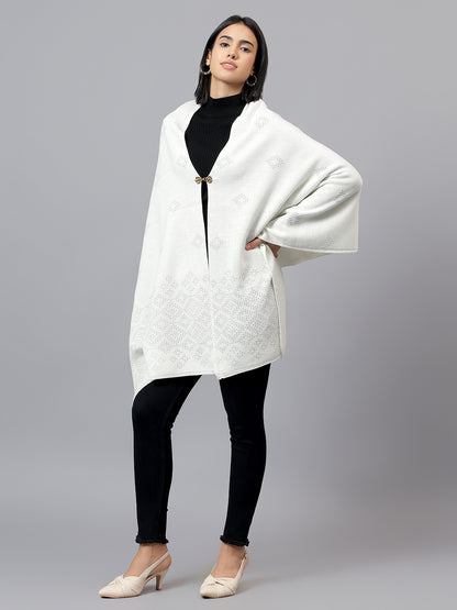 Women's Casual Off White Jacquard Stole