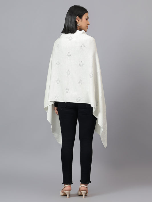 Women's Casual Off White Jacquard Stole