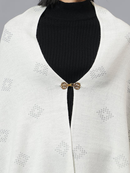 Women's Casual Off White Jacquard Stole