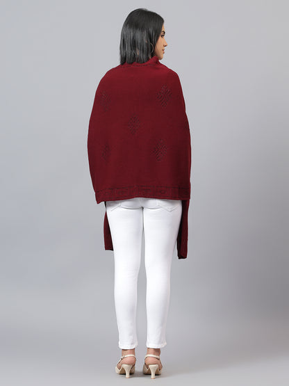 Women's Casual Maroon Jacquard Stole
