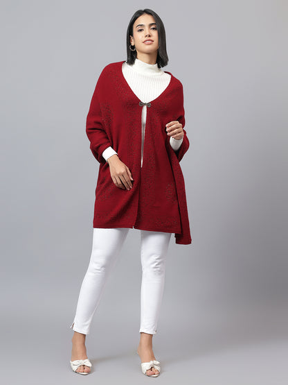 Women's Casual Red Jacquard Stole