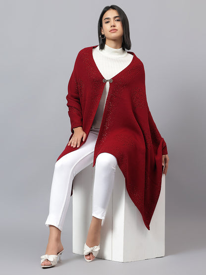 Women's Casual Red Jacquard Stole