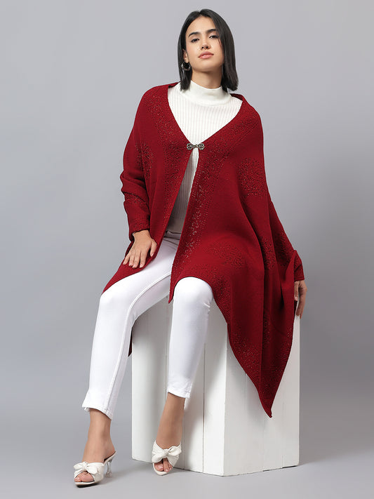 Women's Casual Red Jacquard Stole