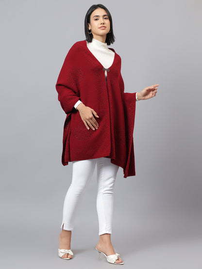 Women's Casual Red Jacquard Stole