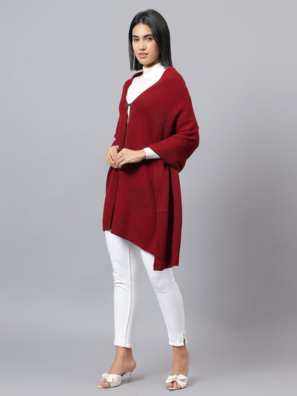 Women's Casual Red Jacquard Stole