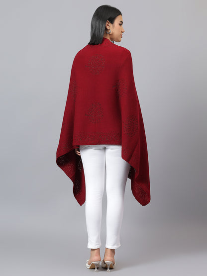 Women's Casual Red Jacquard Stole