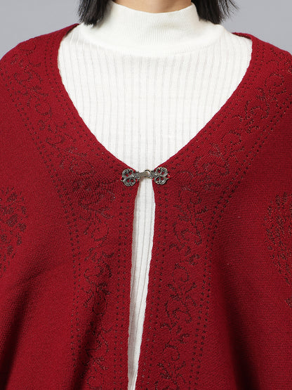 Women's Casual Red Jacquard Stole