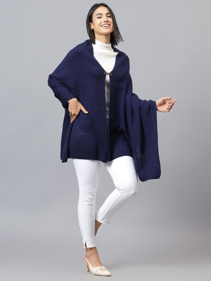 Women's Casual Navy Jacquard Stole