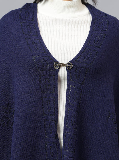 Women's Casual Navy Jacquard Stole