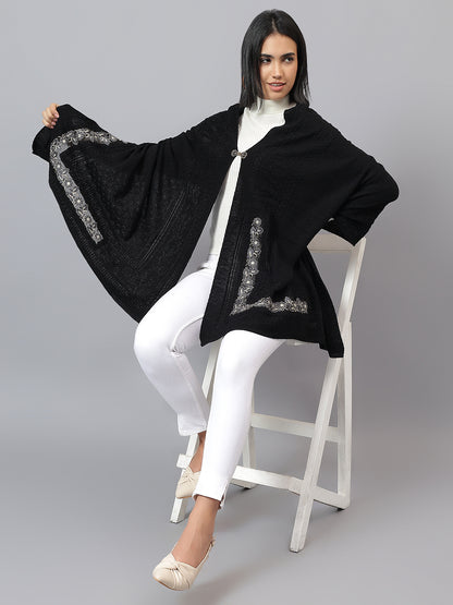 Women's Casual Black Jacquard Stole