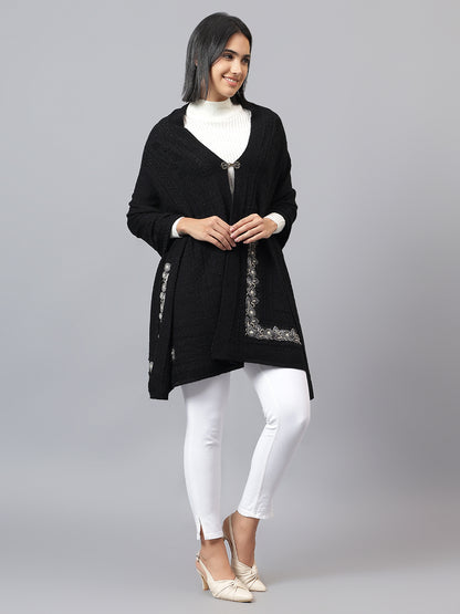 Women's Casual Black Jacquard Stole