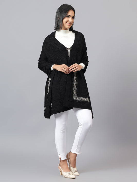 Women's Casual Black Jacquard Stole