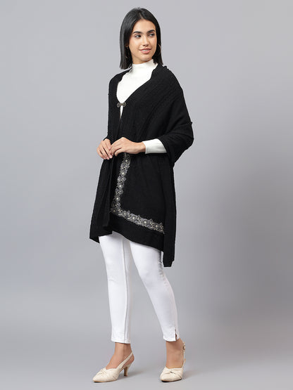 Women's Casual Black Jacquard Stole