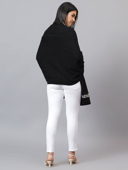Women's Casual Black Jacquard Stole