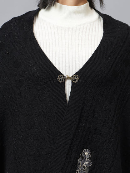 Women's Casual Black Jacquard Stole