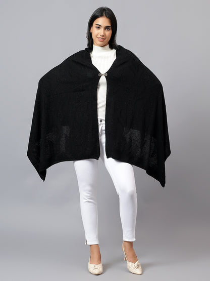 Women's Casual Black Jacquard Stole