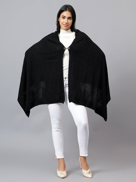 Women's Casual Black Jacquard Stole