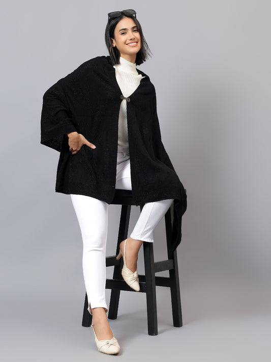 Women's Casual Black Jacquard Stole