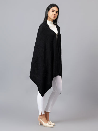 Women's Casual Black Jacquard Stole