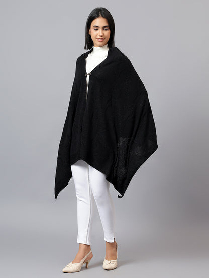 Women's Casual Black Jacquard Stole
