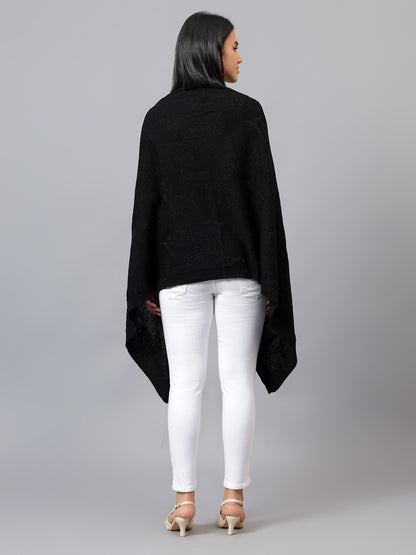 Women's Casual Black Jacquard Stole