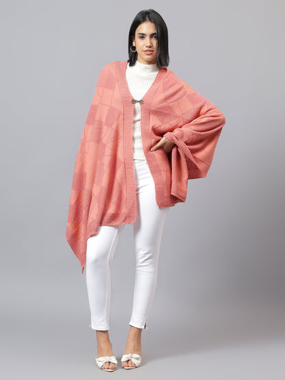 Women's Casual Pink Jacquard Stole