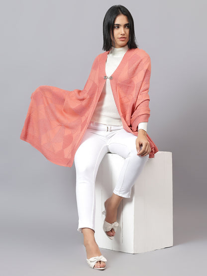 Women's Casual Pink Jacquard Stole