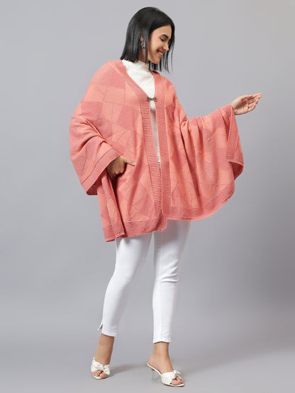 Women's Casual Pink Jacquard Stole
