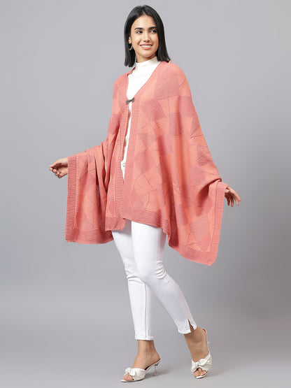 Women's Casual Pink Jacquard Stole
