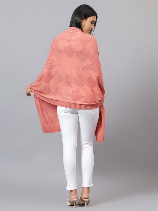 Women's Casual Pink Jacquard Stole