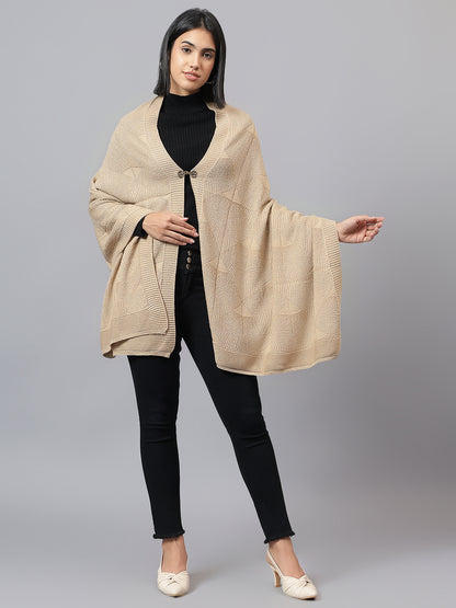 Women's Casual Beige Jacquard Stole