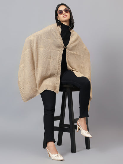 Women's Casual Beige Jacquard Stole