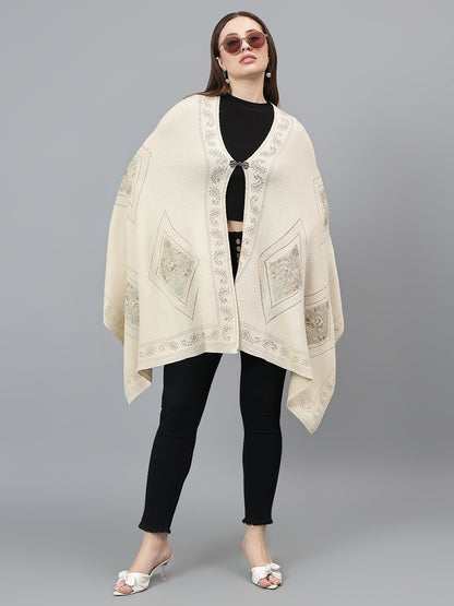 Women's Casual Beige Self Design Stole