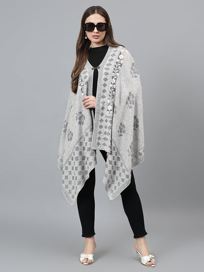 Women's Casual Grey Self Design Stole