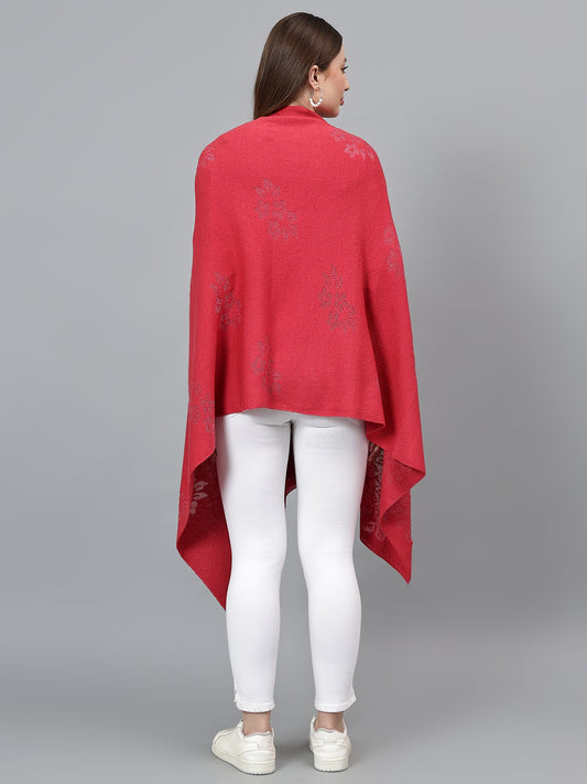 Women's Casual Pink Self Design Stole