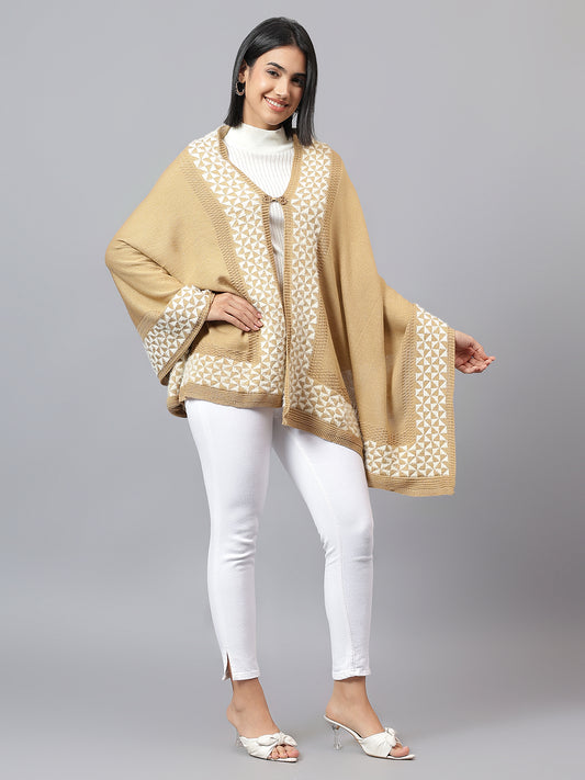Women's Casual Khaki Jacquard Stole