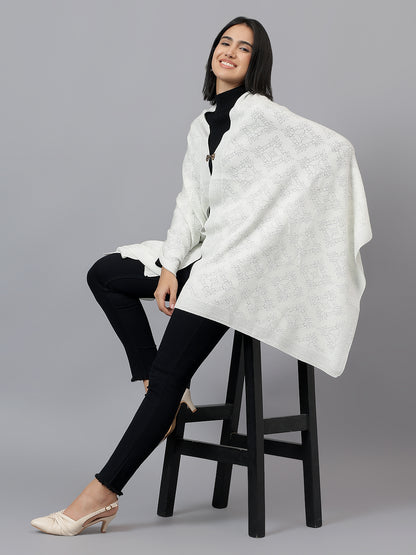 Women's Casual Ivory Jacquard Stole