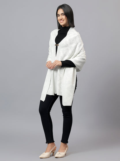 Women's Casual Ivory Jacquard Stole