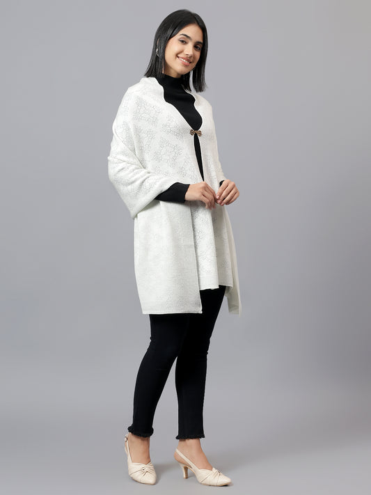 Women's Casual Ivory Jacquard Stole